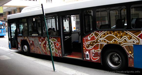 Aboriginal art on a Sydney bus