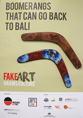 'Fake Art Harms Culture' campaign poster from the Arts Law Centre of Australia