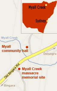 Location map of the Myall Creek Massacre site