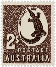Stamp showing a crocodile.