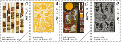 Four stamps show artworks of Australia's north.
