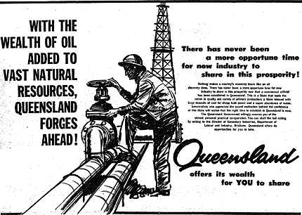 An advert from 1963 promising that there has never been a more opportune time for new industry to share in Australia's prosperity.