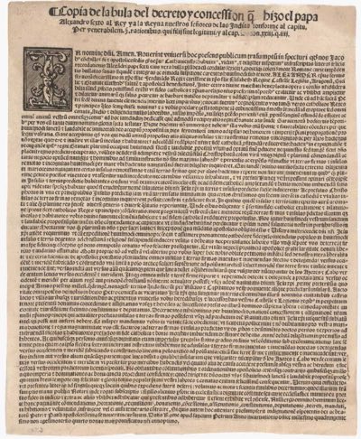 A photograph of the original papal bull.