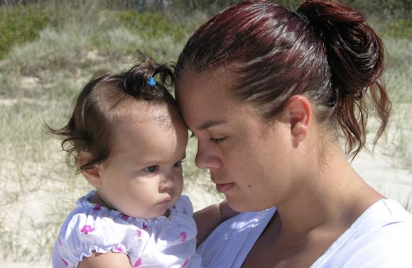 Young Aboriginal mother with her baby.